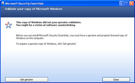 Make Microsoft Security Essentials Genuine Nissan